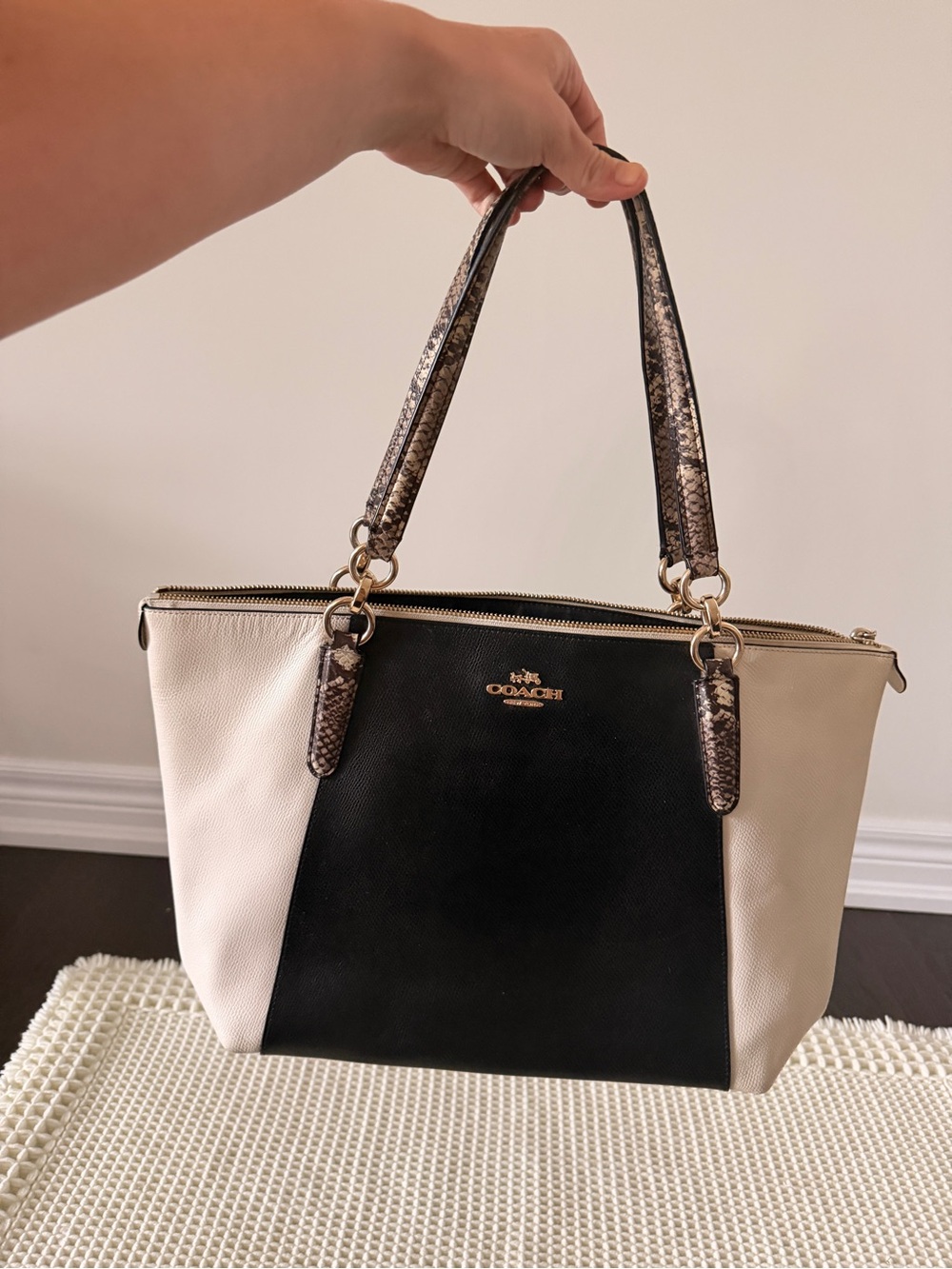 Coach Ava Tote With Embossed Python Straps
